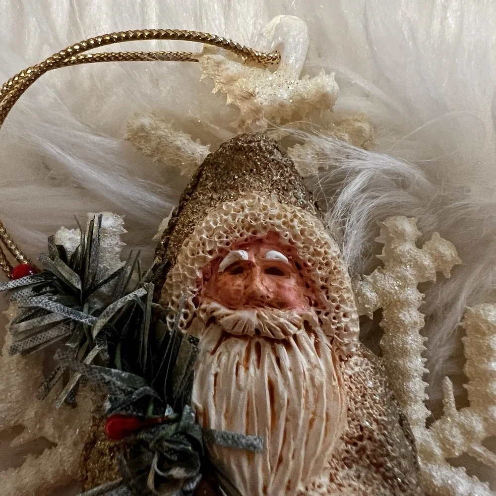 Kurt S Adler Victorian Santa Snowflake Midwest Cristmas Ornament Lot 4‎ Set